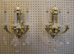 Gorgeous Pair Of Schonbek Scala 3 Light Brass & Rock Crystal Wall Sconces. Fixed Price $1200.00.