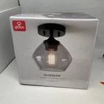 Harrow Light Fixture 1-MATTE Black Semi-flush Mount New Smoked Glass Shade. Fixed Price $18.00.