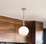 Monteaux Lighting 10" 1-LIGHT Gold Mini Pendant W/opal Glass Globe Shade. Fixed Price $49.99.