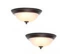 Commercial Electric 11" Oil-rubbed Bronze Led Flush Mount 100W Equivalent 2-PK. Fixed Price $39.90.