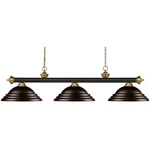 Z-lite 200-3BRZ+SG-SBRZ Riviera Billiard Light Bronze And Satin Gold. Fixed Price $454.00.