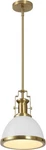 Jonathan Y 10" Brass Gold/white Industrial Iron Led Dome Pendant Light Black. Fixed Price $154.00.