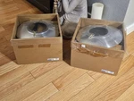 Lot Of 2 Ikea Ottava Light Pendant Lamp Silver Aluminum MODEL-701.485.31. Fixed Price $110.00.