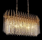 Gold Clear Crystal Metal Rectangular Chandelier Ceiling Light Fixture Indoor. Fixed Price $150.00.