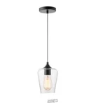 1-LIGHT Matte Black Decor Living Merlot Mini Pendant With Clear Glass Shade. Fixed Price $29.99.