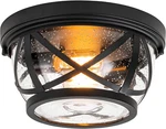 Modern Black Flush Mount Ceiling Light With Seeded Glass For Indoor/outdoor. Fixed Price $67.99.