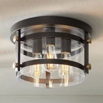 Modern Ceiling Flush Mount Fixture 13 1/2" Oil Rubbed Bronze 3-LIGHT Glass. Fixed Price $299.99.