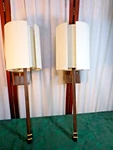 2 Currey & Company Rocher Bronze Electric Wall Light Sconces W/3D Lamp Shades. Fixed Price $150.00.