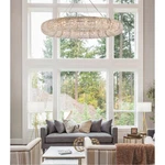 Large Crystal Chandelier Gold Halo Foyer Living Dining Room 24 Light Fixture 59". Fixed Price $4161.43.