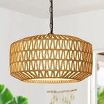 Lynnoland 5-LIGHT Farmhouse Rattan Chandelier Boho Pendant Fixture Brown. Fixed Price $86.39.