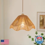 Zswanbei D12.5 Inch Boho Light Fixtures Rattan Pendant Flush Mount Mi. Fixed Price $80.73.