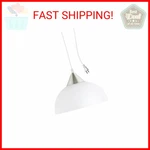 Globe Electric 64413 1-LIGHT Plug-in Pendant, Brushed Steel, Frosted White Shade. Fixed Price $25.58.