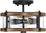 Hukoro Mousse 12" 2-LIGHT Semi-flush Mount Black Barnwood Seeded Glass New. Fixed Price $25.00.