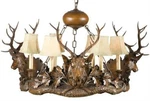 Rustic Stag Head Chandelier For Lodge Interiors. Fixed Price $3015.00.