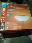 Portfolio Semi Flushmount Ceiling Fixture Satin Nickel Frosted Dome 266528. Fixed Price $25.58.