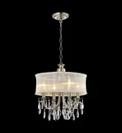 4-LIGHT Elegant Mordern Glamorous Hanging Crystal Chandelier With Fabric Shade. Fixed Price $172.50.