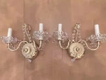 Pair 10" Gold Schonbek 2-LIGHT Crystal Wall Sconces. Fixed Price $300.00.