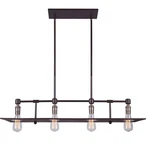 Forte Lighting 7066-04-32 Antique Bronze 4-LIGHT 36"W Linear Island Chandelier. Fixed Price $80.97.