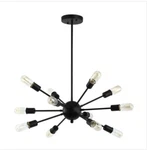 Society LS-C172-BLK Meridia 24 In. 12-LIGHT Black Sputnik Style Chandelier. Fixed Price $64.99.