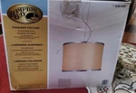 Hampton Bay ES1572SBA-B 1-LIGHT 14" Brushed Nickel/beige Pendant With Drum Shade. Fixed Price $43.00.