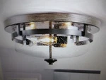 Lnc 13.5 In. 3-LIGHT Bronze Flush Mount Ceiling With Drum Seeded Shade. Fixed Price $72.21.