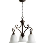 Quorum 6354-3-186 Bryant 25" 3-LIGHT Satin Opal Nook Chandelier Oiled Bronze. Fixed Price $173.00.