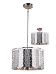 Z-lite Chrome Finish 3-LIGHT Pendant/semi Flush Metal/mylar Orig $594. Fixed Price $119.99.