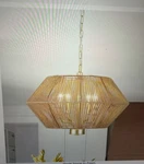 Zjvaive 1-LIGHT Gold Geometric Hanging Linear Chandelier Lighting With Hemp Rope. Fixed Price $65.69.