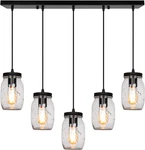 5-LIGHT Adjustable Glass Mason Jar Pendant Farmhouse Ceiling Fixture. Fixed Price $132.99.