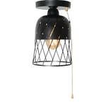 Beuhouz Modern Pull Chain Semi Flush Mount Ceiling Light, Round Industrial Black. Fixed Price $33.25.