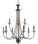 Sea Gull Lemont Light 34" Chandelier, Burnt Sienna W Clear Bobeches 31319-710. Fixed Price $147.50.
