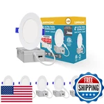 Lamphome 6-PK 4" Slim Led Recessed Lights J-box Adjustable Color Temp Dimmable. Fixed Price $87.28.