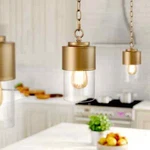 Uolfin Kitchen Island Brass Gold Modern Hanging Pendant Light Clear Glass Shade. Fixed Price $29.15.