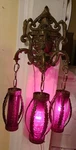 Art Deco Hanging Chandelier 3 Arms Lamp Wall Sconce Red Glass Globe Lights. Fixed Price $275.00.