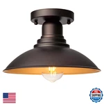 Flalinko Outdoor Semi Flush Mount Porch Light, Oil Rubbed Bronze With Gold Accen. Fixed Price $60.25.