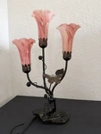 Dale Tiffany 3 Tulip Butterfly Light Pink Art Glass Shades Bronze Table Lamp 22". Fixed Price $90.00.