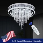 Dimmable Led Ceiling Light Crystal Round Chandelier Living Bedroom Remote. Fixed Price $115.99.