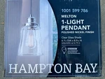 Hampton Bay Melton 1-LIGHT Polished Nickel Pendant Clear Glass Shade Lighting. Fixed Price $36.00.