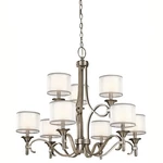 Kichler 42382 Lacey 9 Light 34"W 2-TIER Chandelier Grey. Fixed Price $285.27.