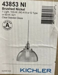 Kichler 43851NI Avery Brushed Nickel 1-LIGHT 8" Clear Seedy Glass Mini Pendant. Fixed Price $100.95.