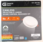 Commercial Electric Premium Series Led Baffle Canless Recessed Light 6". Fixed Price $12.98.