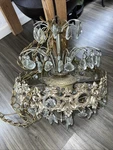 Vintage Mid Century Swag Chandelier Ceiling Light Crystal Pendant. Fixed Price $248.00.