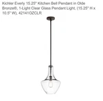 Kichler 42046OZ Everly Olde Bronze Modern/contemporary Clear Glass Teardrop. Fixed Price $62.99.