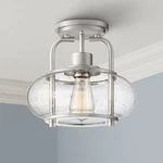 Quoizel Trilogy 10" Wide Brushed Nickel Seeded Glass Ceiling Light. Fixed Price $199.99.