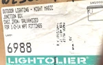 Lightolier 6988/BI1 Galvanized Junction Box (1) 1/2" Top (2) Bottom Inlets. Fixed Price $29.85.