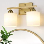 Mecgirn Stainless Steel Milk Glass Vanity Lights For Bathroom, 2 Gold. Fixed Price $52.99.