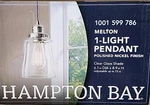 Hampton Bay Melton 1-LIGHT Pendant Polished Nickel Finish Clear Glass Shade. Fixed Price $10.00.
