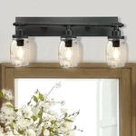 Industrial Mason Jar Wall Fixture With Black Finish - 3 Lights Sconce. Fixed Price $173.97.