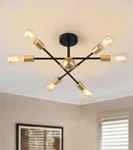 Meixisue 6-LIGHT Black & Gold Sputnik Ceiling Light, Semi-flush Mount,chandelier. Fixed Price $31.96.