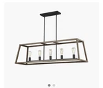 Gannet 50 Light Weathered Oak Wood Antique Iron Chandelier Island Dining. Fixed Price $90.32.